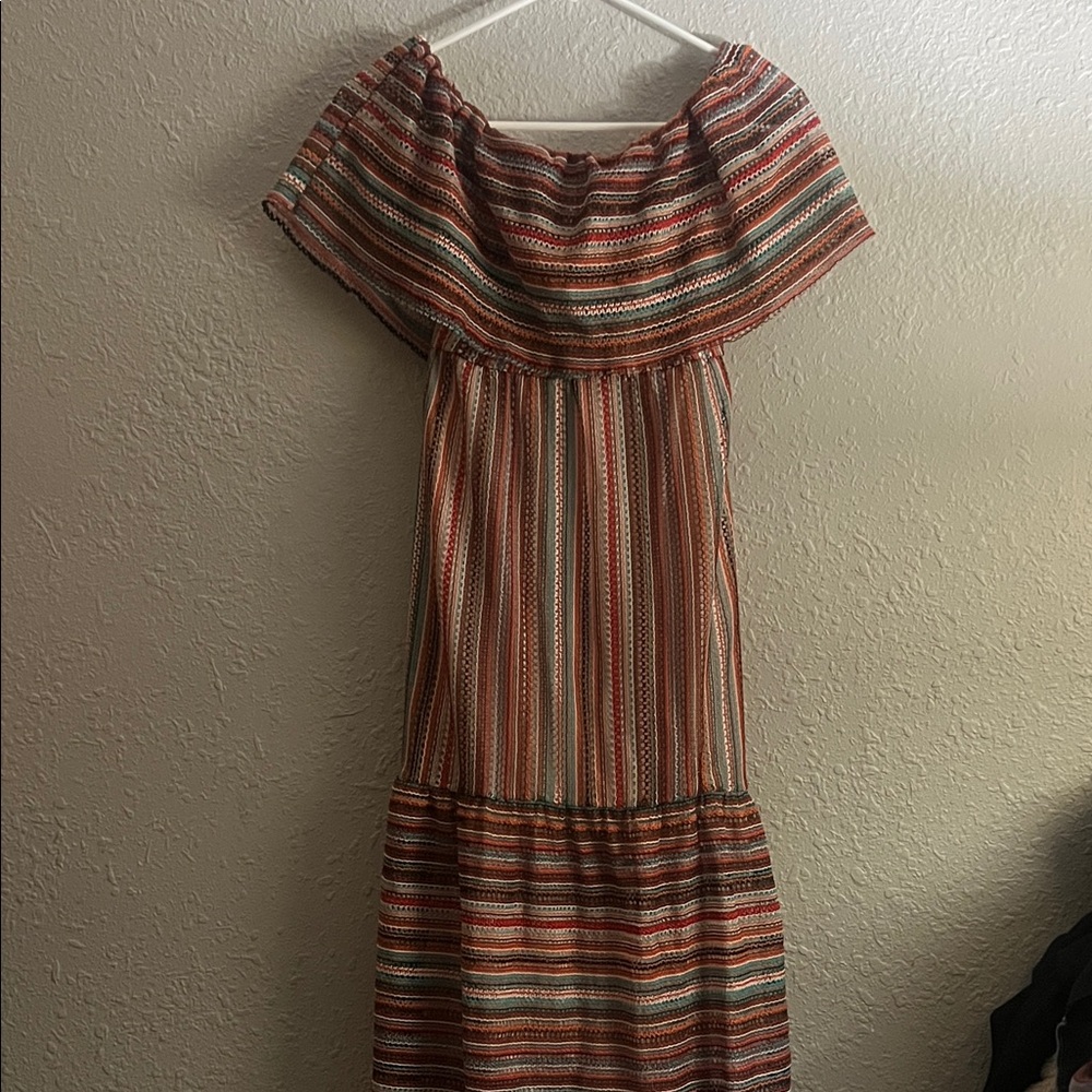 Sam Edelman Multicolor Striped Off-Shoulder Midi Dress